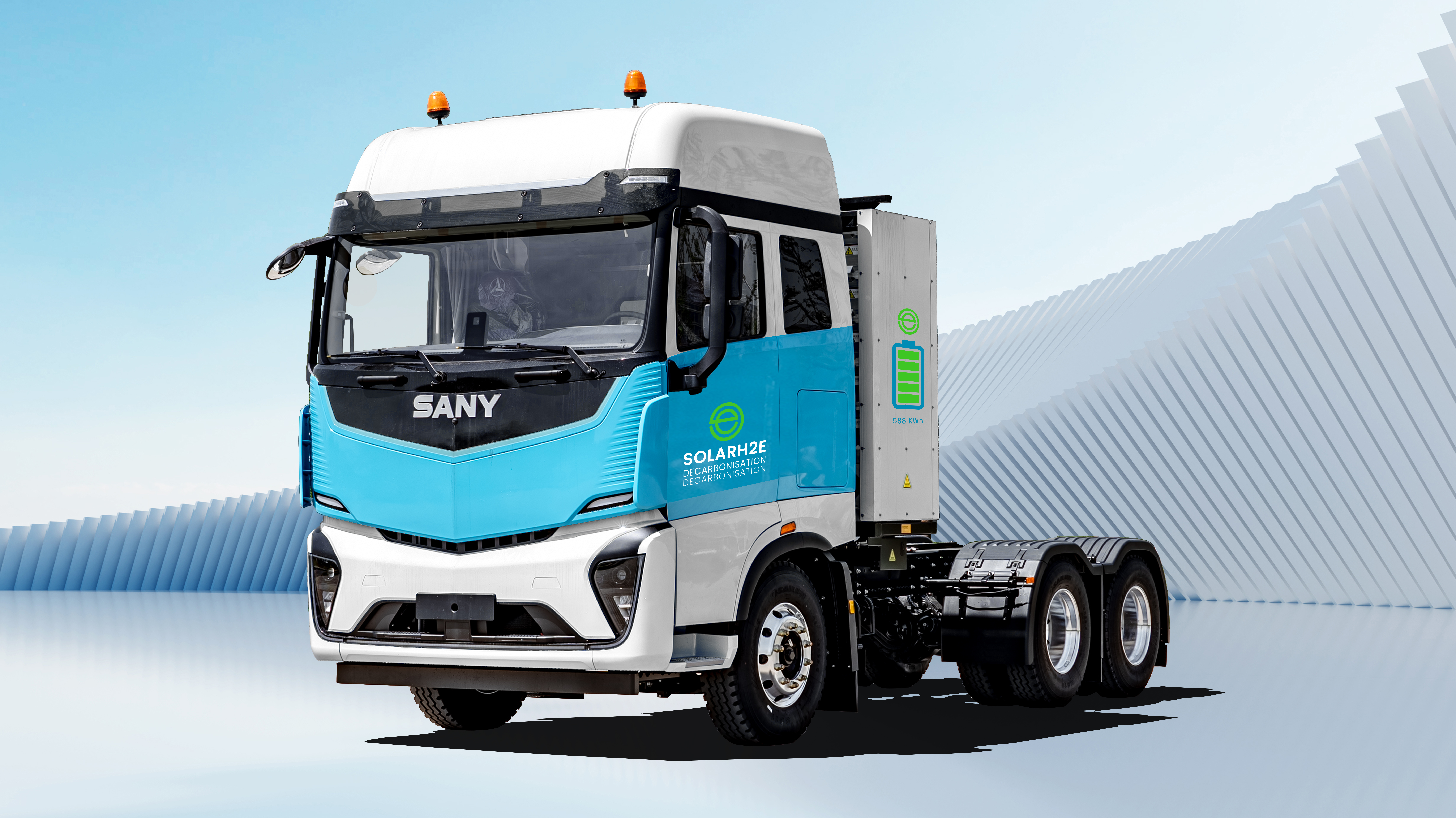 SolarH2E branded electric truck — EDIF hub operator